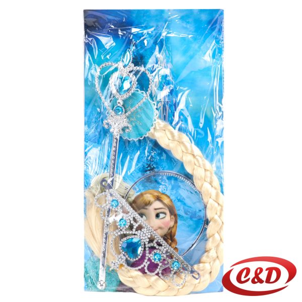 Set Frozen kruna + pletenica + čarobni štapić