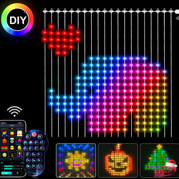 Lampice RGB; ZAVJESA/LEDENICE; 2 x 2 m - Slika 3