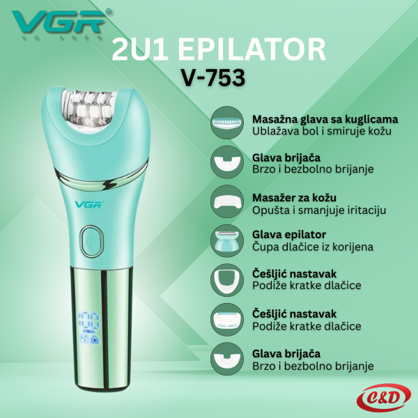 Epilator 2u1; VGR V-753 - Slika 2